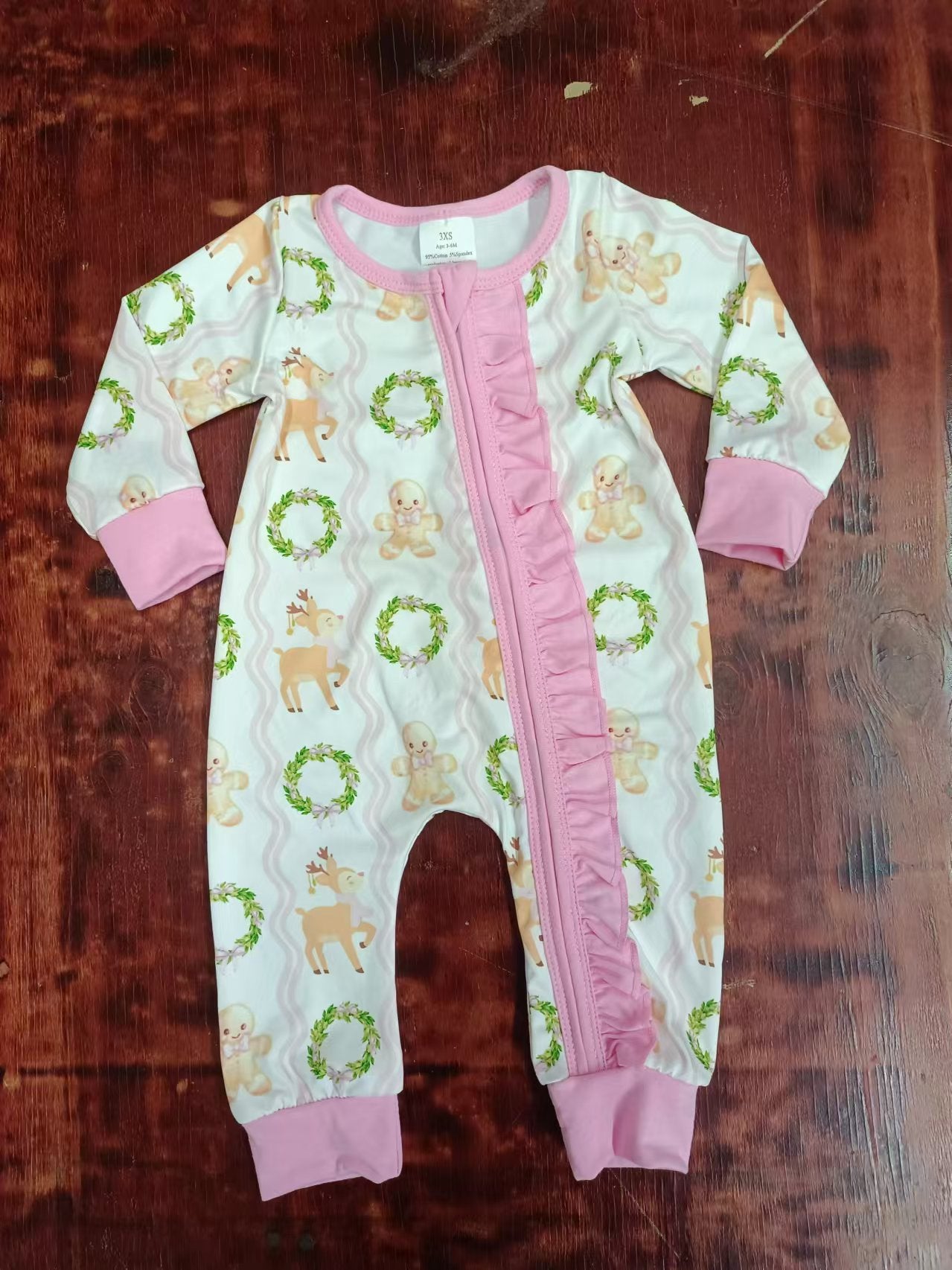 Custom moq 3 eta 6-7weeks Pink Bear-Elk-Wreath Long Zip-Up Messenger
