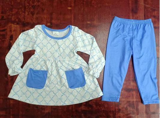 Custom moq 3 eta 6-7weeks Sky blue diamond check pocket long sleeve suit