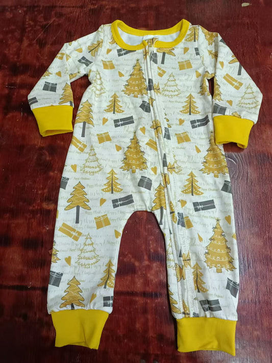 Custom moq 3 eta 6-7weeks Yellow Christmas Tree-Gift Box Long Zipper Climbing Suit