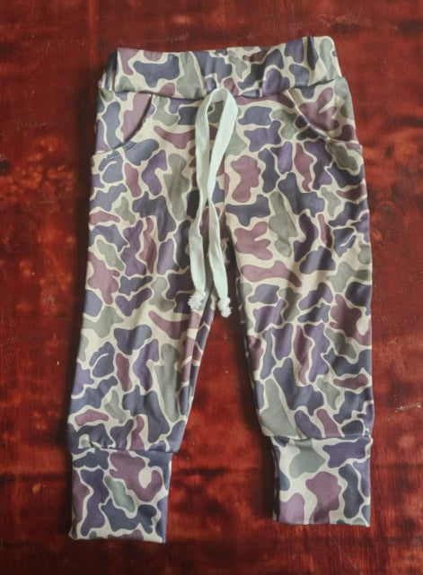Custom moq 3 eta 6-7weeks Army Green Camouflage Drawstring Children's Trousers