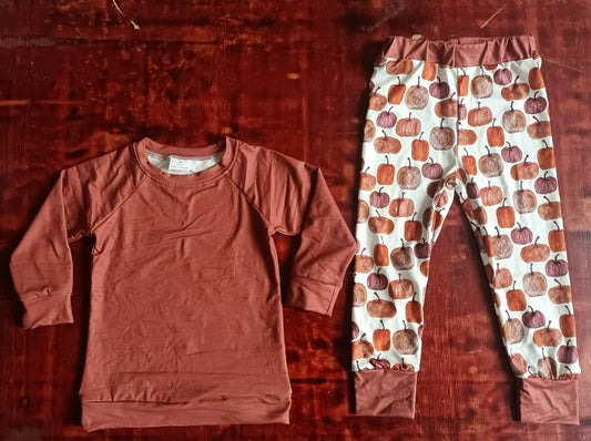 Custom moq 3 eta 6-7weeks Red Brown Solid Initiative & Pumpkin Pants Set