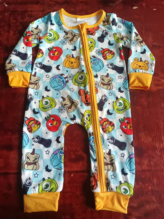 Custom moq 3 eta 6-7weeks Mutated Pumpkin Academy Blue Plaid Yellow Long Zipper Climbing Suit