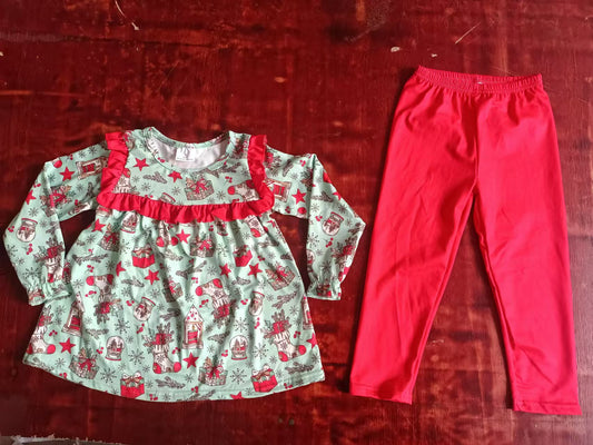 Custom moq 3 eta 6-7weeks Christmas House Red Pleated Square Neck Long Sleeve Suit