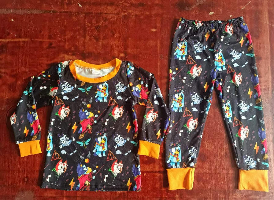 Custom moq 3 eta 6-7weeks Halloween Puppy - Geometric Black Long Sleeve Suit