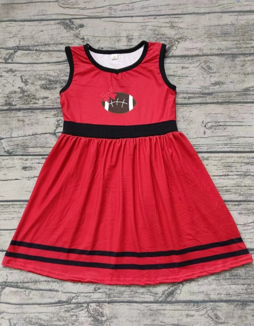 Custom moq 3 eta 6-7weeks Cheerleading Bow Patch Oval Ball Red Sleeveless Dress