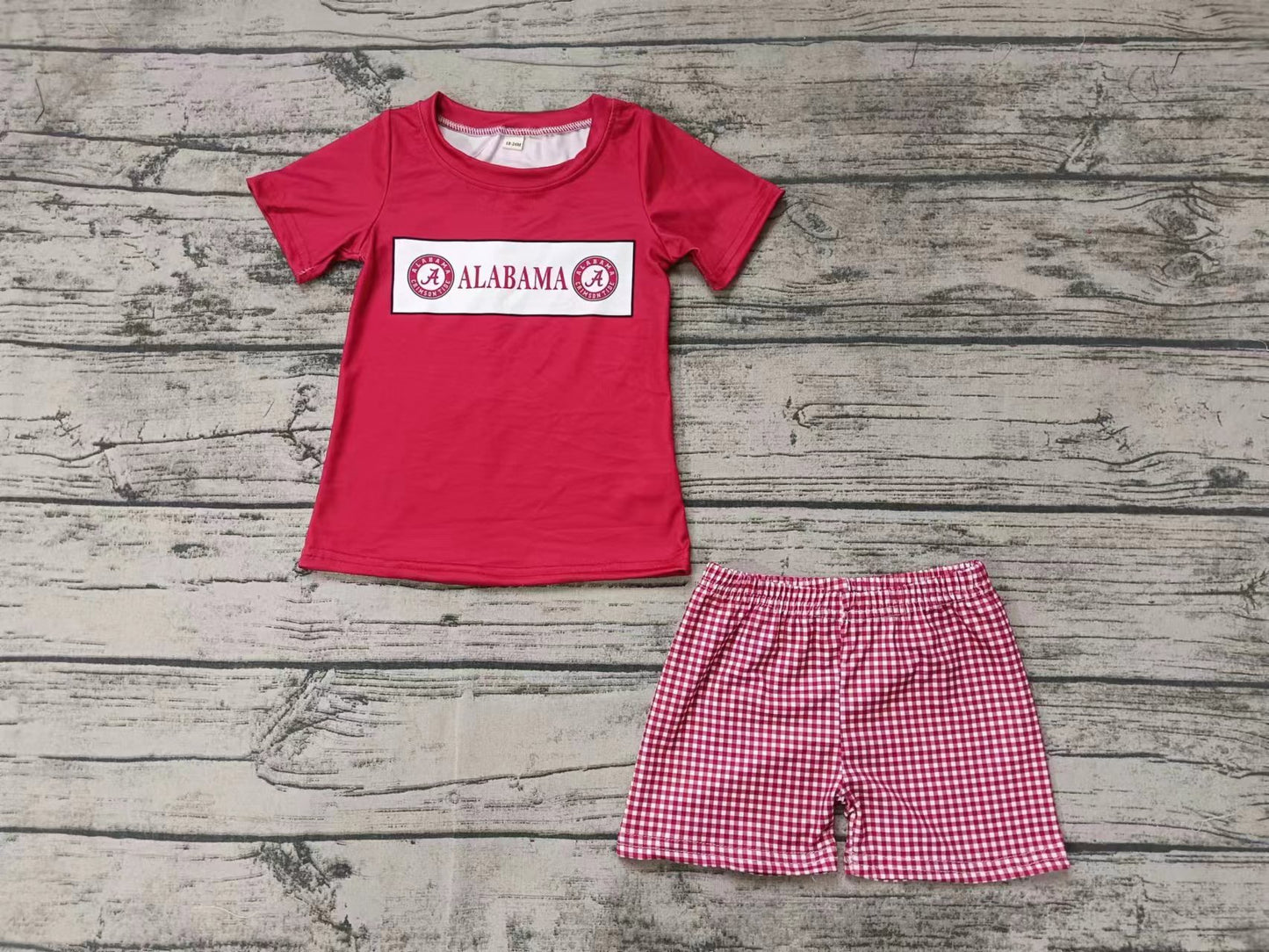 Custom moq 3 eta 6-7weeks Watermelon Red Short Sleeve Top-Plaid Shorts Set