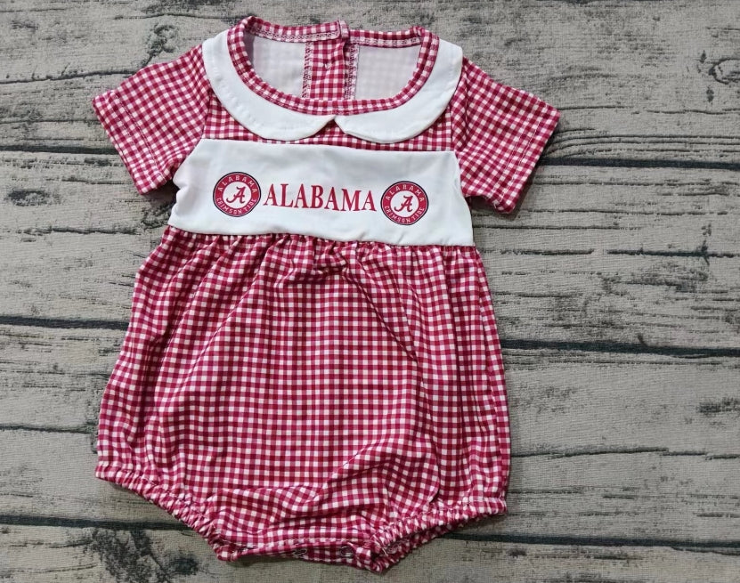 Custom moq 3 eta 6-7weeks Red Letter A Plaid Baby Collar Short Climbing Dress