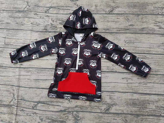 Custom moq 3 eta 6-7weeks Black Pug Hooded Zip-Up Long Sleeve Top