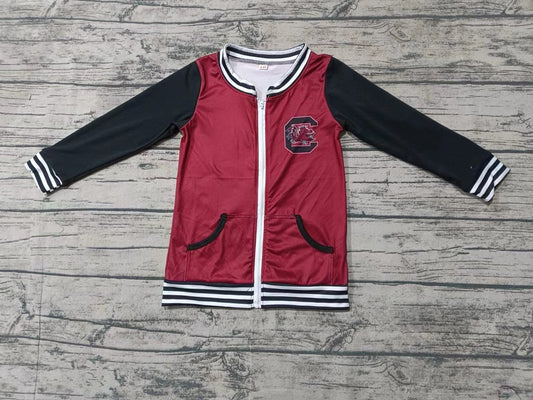 Custom moq 3 eta 6-7weeks Red and black zipper striped long sleeve jacket
