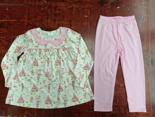 Custom moq 3 eta 6-7weeks Pink Christmas Tree Castle-Guard Doll Collar Long Sleeve Suit