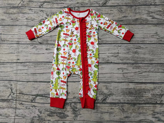 Custom moq 3 eta 6-7weeks Christmas Green Turtle - Road Sign Red Pleated Long Zipper Climbing Suit