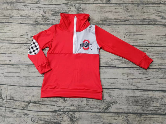 Custom moq 3 eta 6-7weeks Red Zippered Long Sleeve Top
