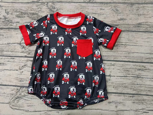 Custom moq 3 eta 6-7weeks Black short-sleeved bodysuit with red pug pattern