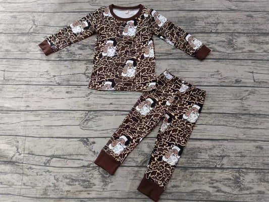 Custom moq 3 eta 6-7weeks Tan Victory Sign Santa Long Sleeve Suit