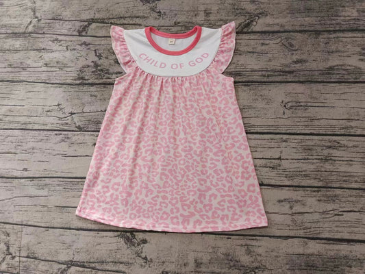 Custom moq 3 eta 6-7weeks Pink Leopard Print Fly Sleeve Dress