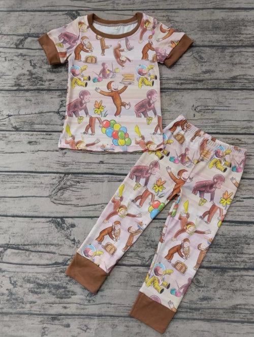 Custom moq 3 eta 6-7weeks Monkey-Balloon Gradient Pink Short Sleeve Long Pants Suit