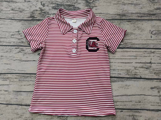 Custom moq 3 eta 6-7weeks Red Striped Button-Down Short Sleeve Shirt