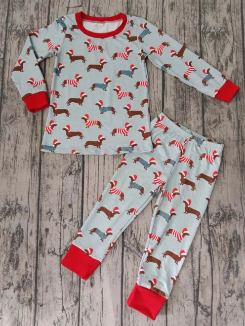 Custom moq 3 eta 6-7weeks Christmas Puppy Gray Blue Long Sleeve Suit