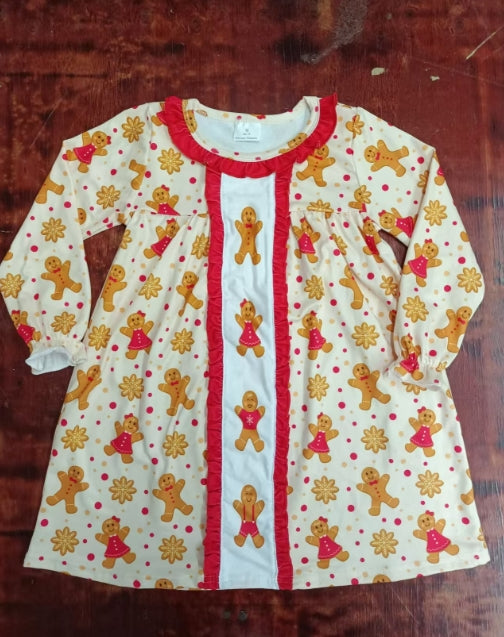 Custom moq 3 eta 6-7weeks Biscuit Bear-Irregular Stars-Beige Long Sleeve Dress