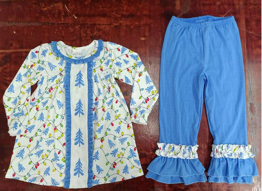 Custom moq 3 eta 6-7weeks Blue Leaves-Lamplight Pleated Neck Long Sleeve Suit