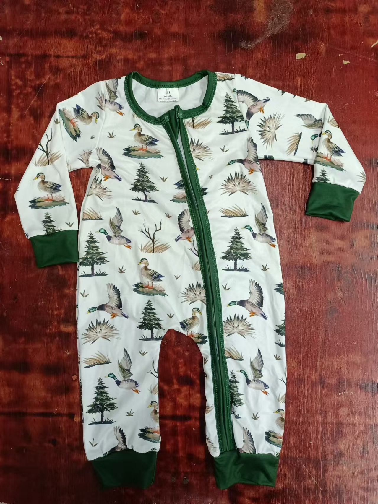 Custom moq 3 eta 6-7weeks Flying Duck-Tree Dark Green Long Zipper Climbing Suit