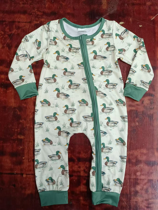 Custom moq 3 eta 6-7weeks Floating Duck-Water Grass Light Green Long Zipper Climbing Suit