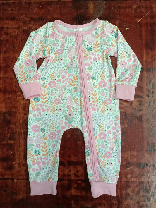 Custom moq 3 eta 6-7weeks Pink Floral Long Zipper Climbing Suit