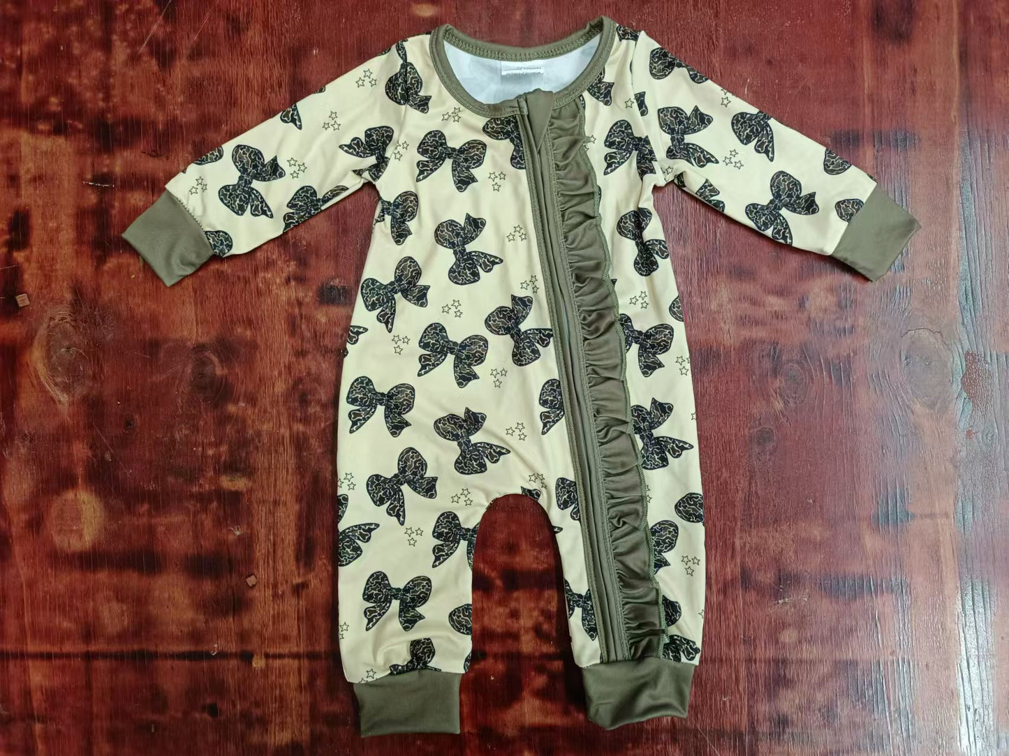 Custom moq 3 eta 6-7weeks Black Leopard Bow-Gray Brown Long Pleated Zipper Climbing Suit