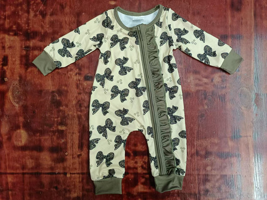 Custom moq 3 eta 6-7weeks Black Leopard Bow-Gray Brown Long Pleated Zipper Climbing Suit