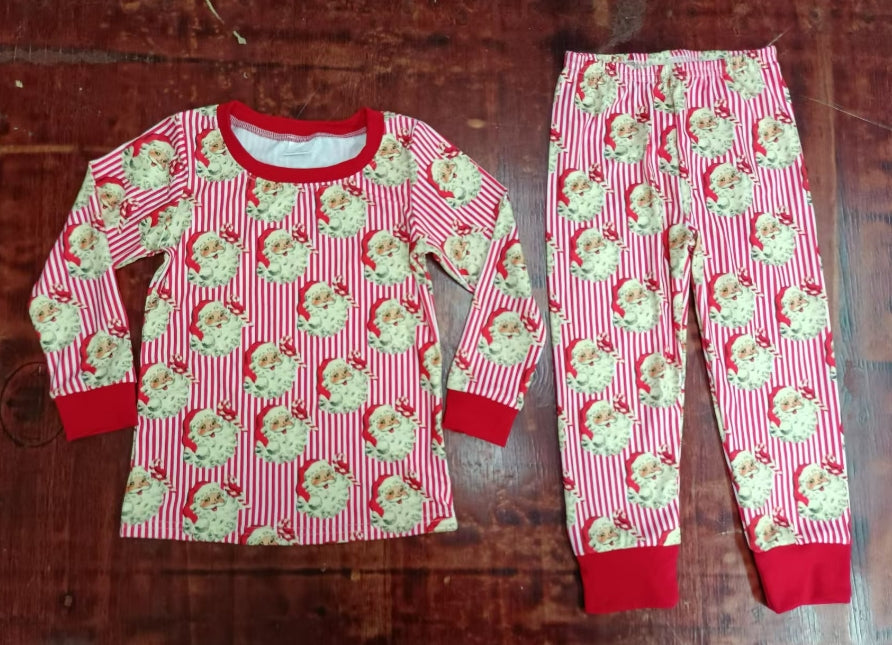Custom moq 3 eta 6-7weeks Santa Claus pattern red vertical striped long-sleeved suit