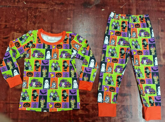 Custom moq 3 eta 6-7weeks Halloween Police Officer Puppy Green Plaid Orange Long Sleeve Suit