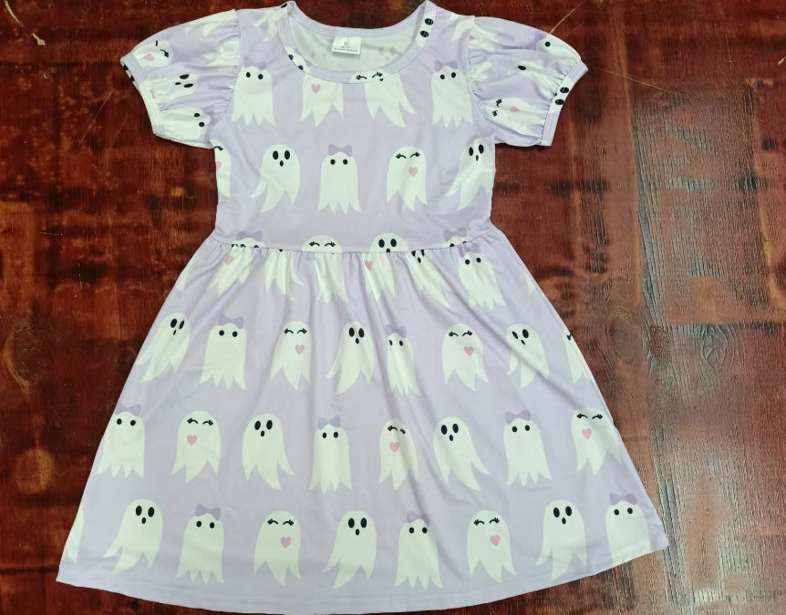 Custom moq 3 eta 6-7weeks White ghost light purple short-sleeved dress