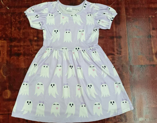 Custom moq 3 eta 6-7weeks White ghost light purple short-sleeved dress