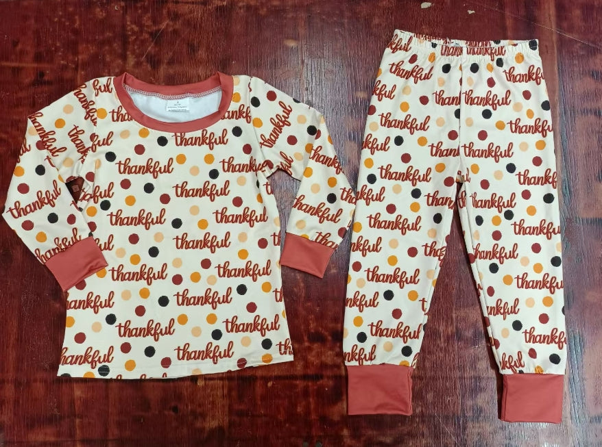 Custom moq 3 eta 6-7weeks Brown Polka Dot Lettering Long Sleeve Pants Suit