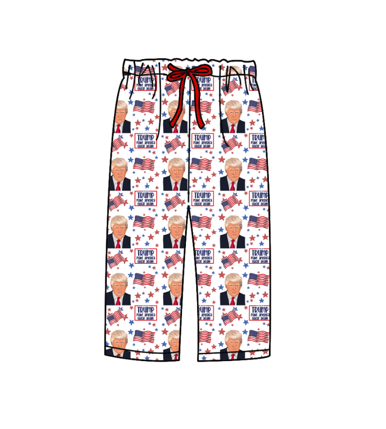 Custom moq 3 eat about 6/8weeks moq 5 eta 5/6weeks baby clothes Trump adult pants