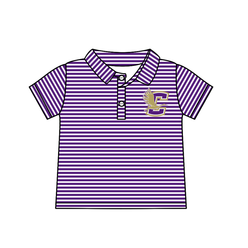 Custom moq 5 mix size milk silk baby girls clothes team sport teams Purple striped boy cute clothing set
