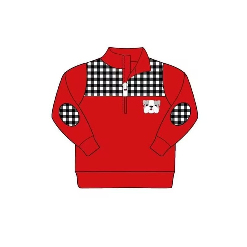 custom moq 3 eta 6-8weeks team baby boys clothes red long sleeve top