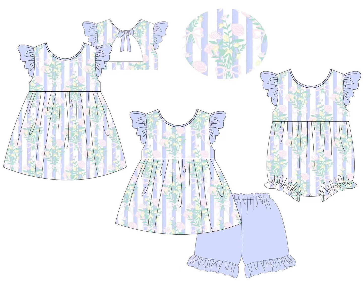 Custom summer baby girls clothes leopard short sleeve shorts sets dress romper