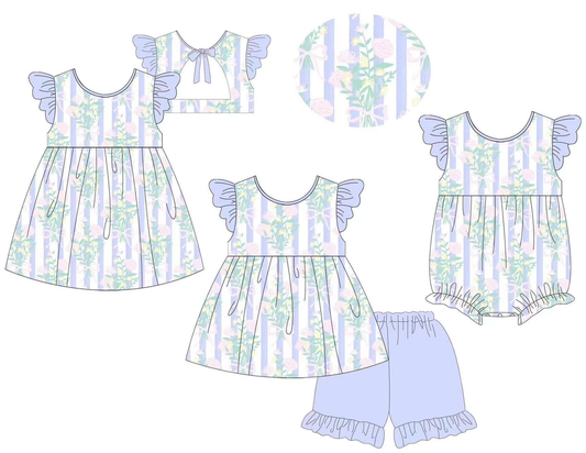 Custom summer baby girls clothes leopard short sleeve shorts sets dress romper