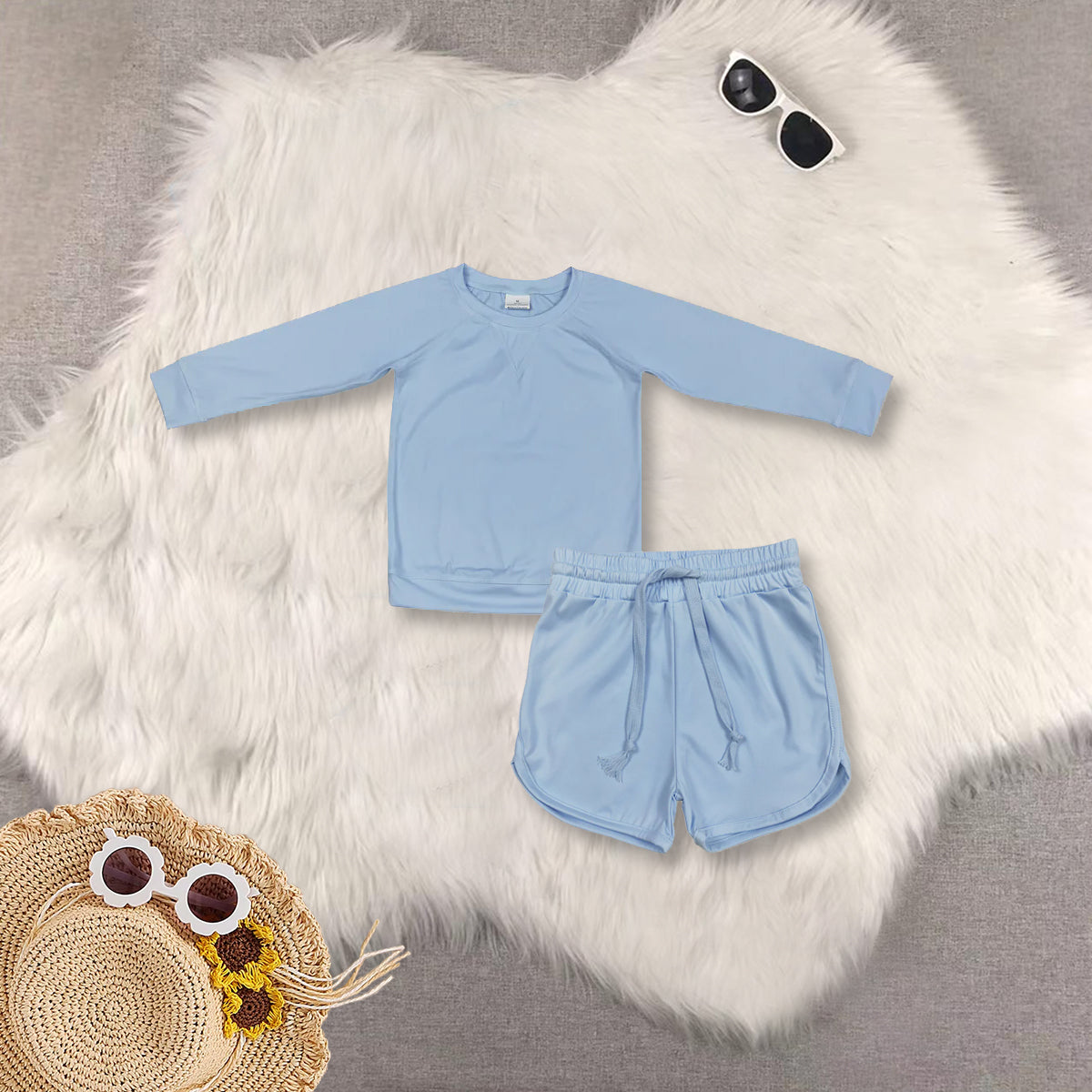 RTS NO MOQ Sibling baby girls clothes yoga solid color long sleeve Clothes Sets