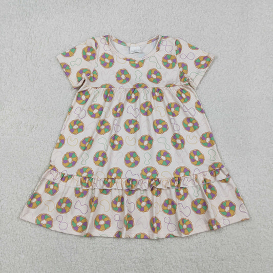 RTS NO MOQ（In Stock) Carnival Necklace Donut Short-Sleeve Dress
