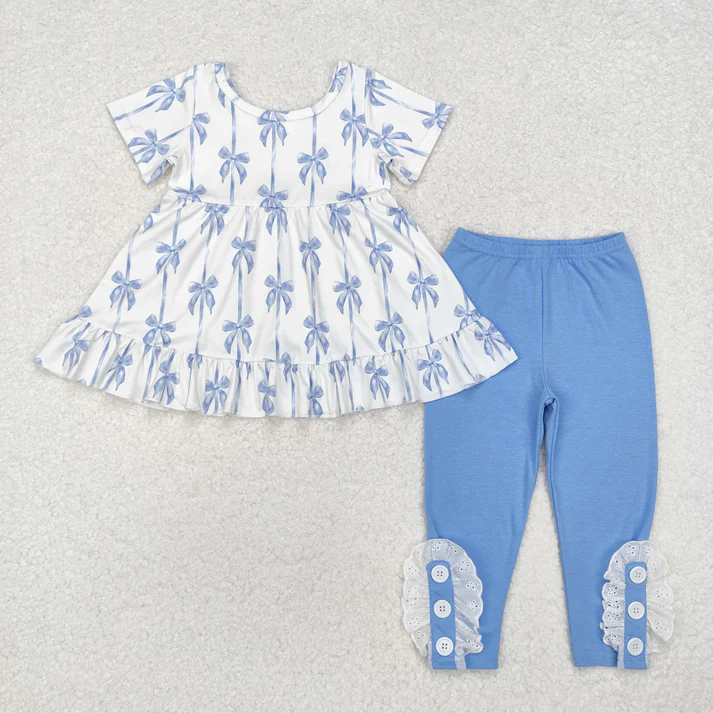 RTS NO MOQ Sibling baby girl clothes floral short sleeve pants Sets