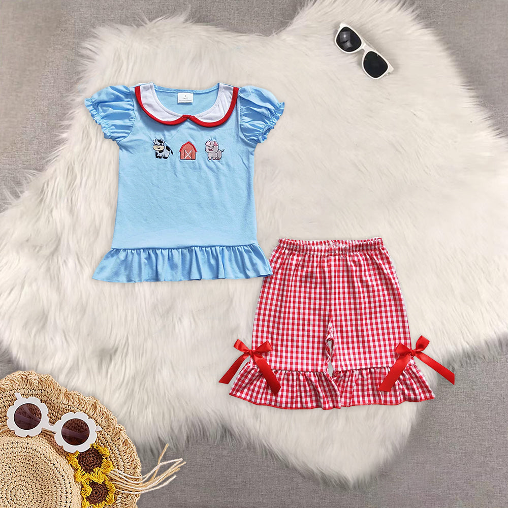 RTS NO MOQ Girls Boys embroidery Clothes Sets and romper