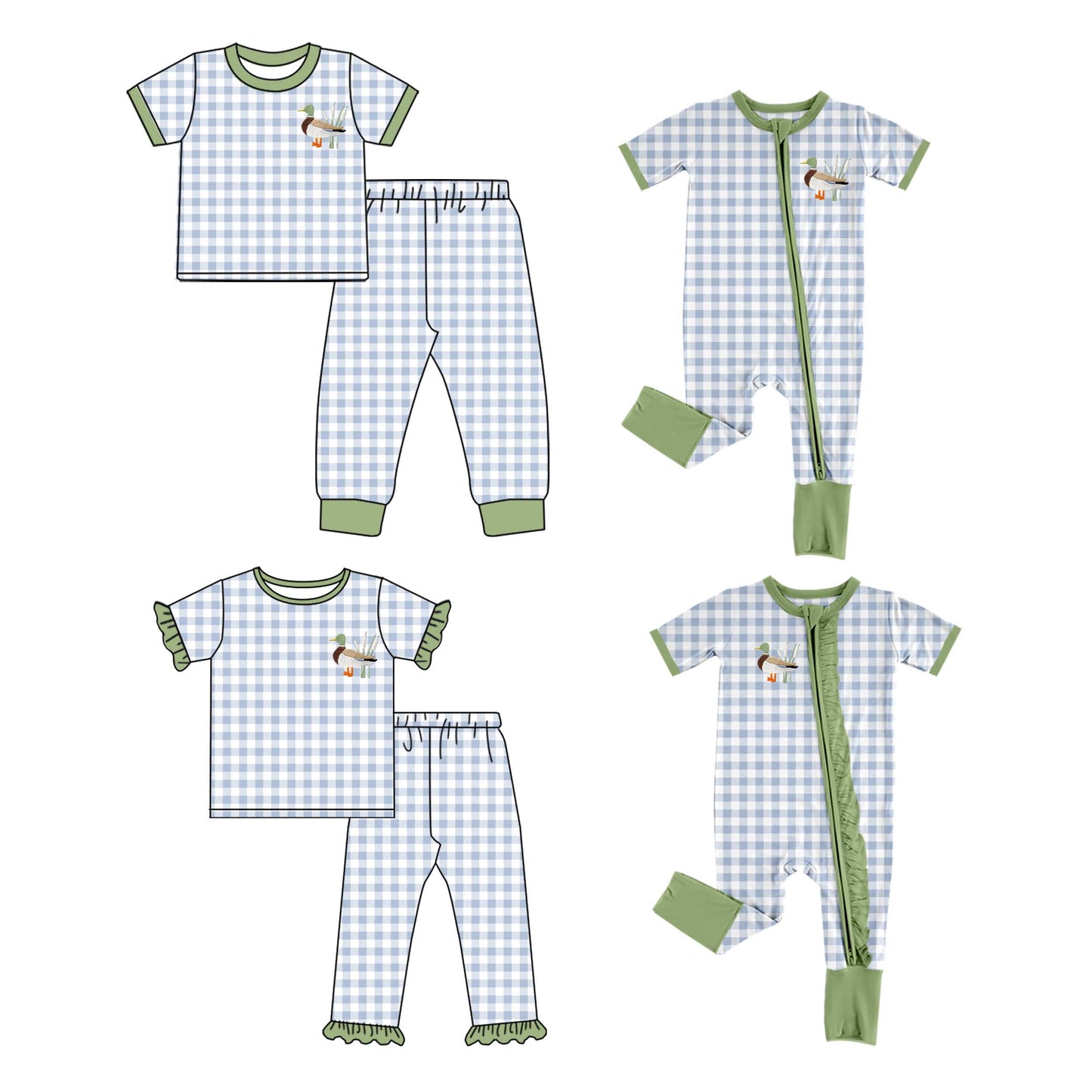 11.2 custom each style moq 5eta 4-6week Sibling Sister duck baby girl sets 1 and sets 2 and boy rompers and girl romper match family design