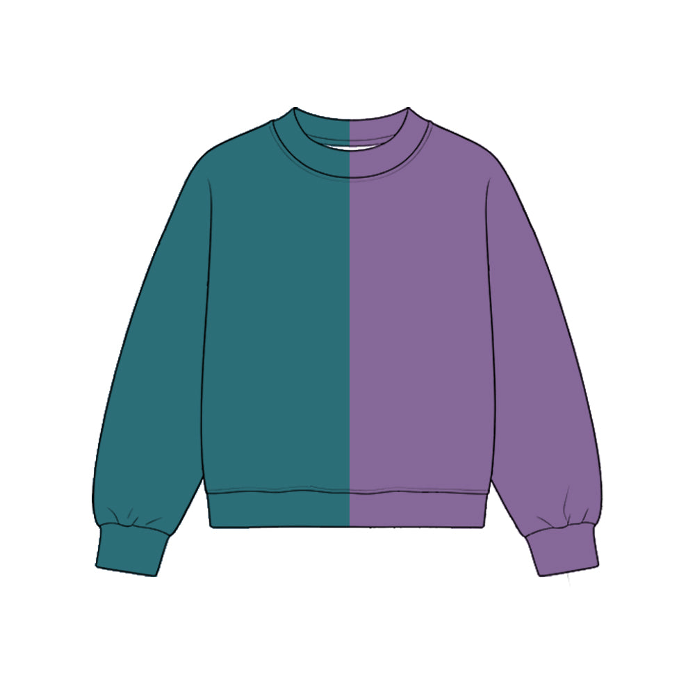 Custom moq 5 girls  Blank Cotton Deep Teal + Dusty Purple Sweatshirt
