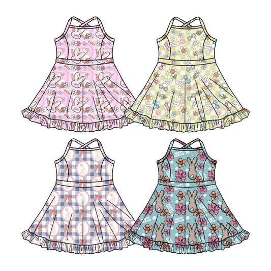 26.1.13 custom each style moq 5 eta 6-8week Sibling Sister bunny baby short sleeve dresses 4 match design