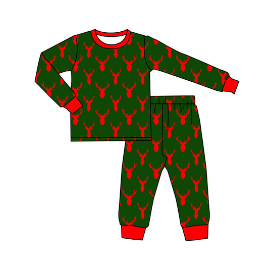 6.10 custom each style moq 5eta 4-6 week Sibling Sister deer boys pajamas outfits and romper match family design