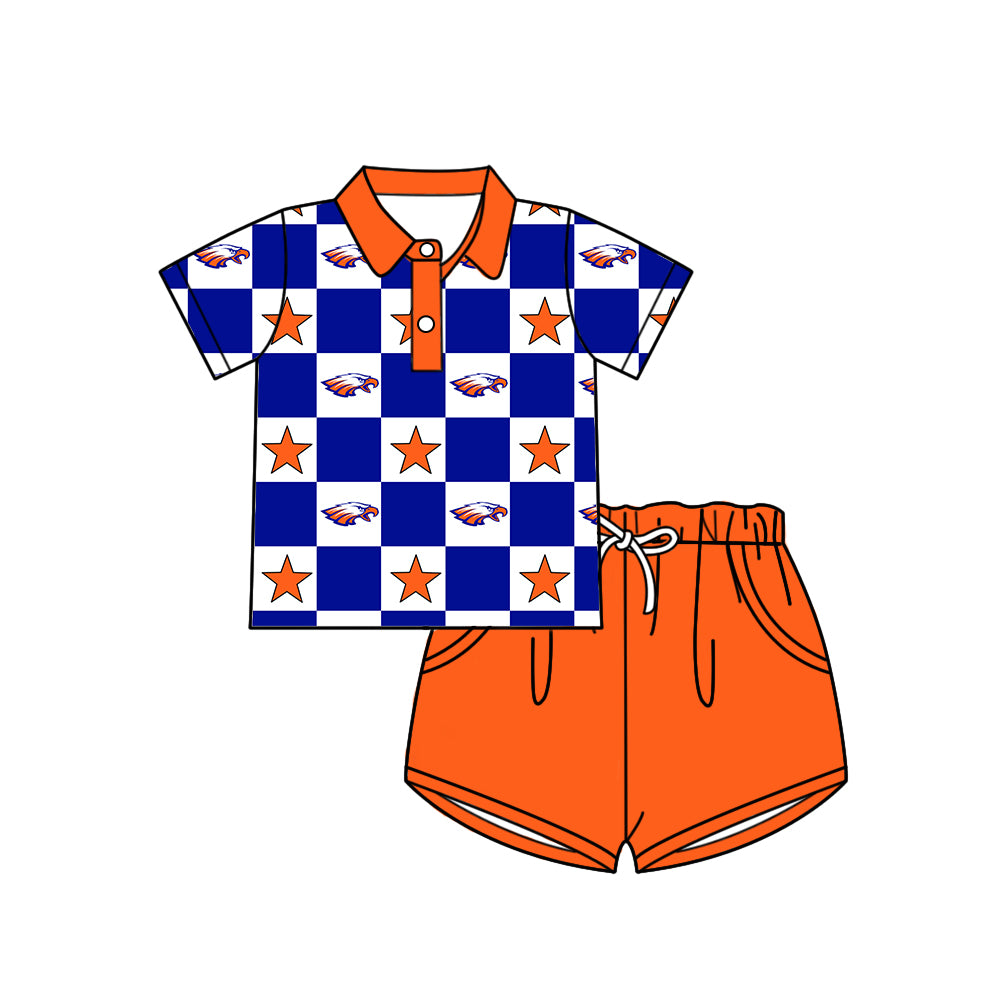 Custom moq 5 mix size milk silk summer teams Checked Bows Baby Girl Sleeveless Orange Top Skirt Short Set Dress And Shorts Yoga Outfit Boy's Top Shorts Set Romper