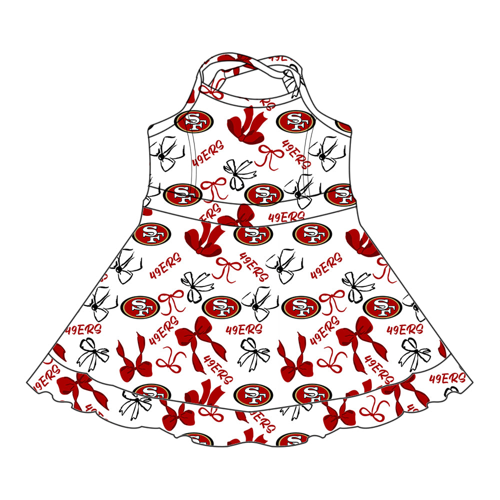 Custom moq 5 mix sizes summer teams baby girls clothes team red short sleeve skirts shorts sets 1 and skirts sets 2 and dress 1 and dress 2 and dress 3 and dress 4-25.6.5