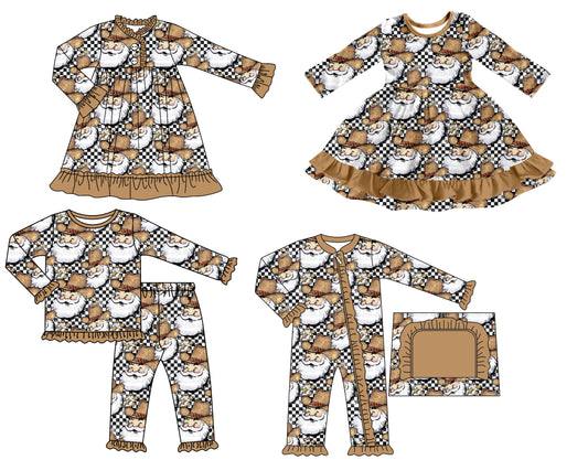 25.7.7 custom each style moq 5 eta 4-6week Sibling Sisters Christmas baby girl long sleeve pants sets and romper and dress 1 and dress 2 match family design